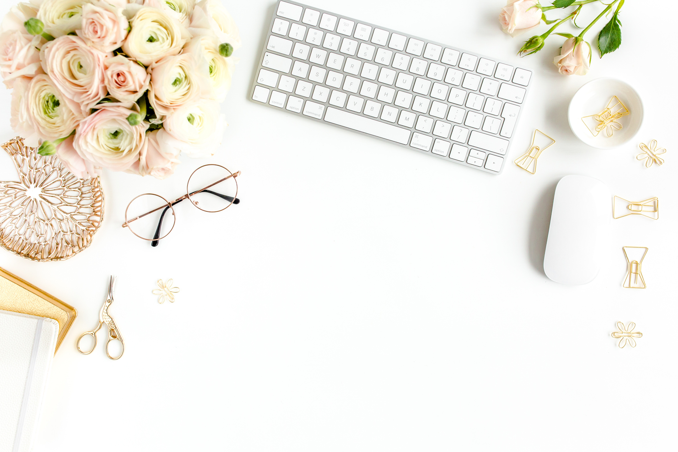 Wedding Planner Desk Composition on White Background